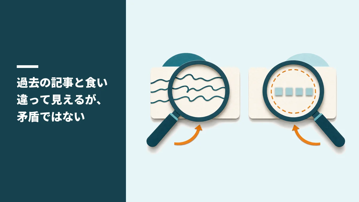 過去の記事と食い違って見えるが、矛盾ではない