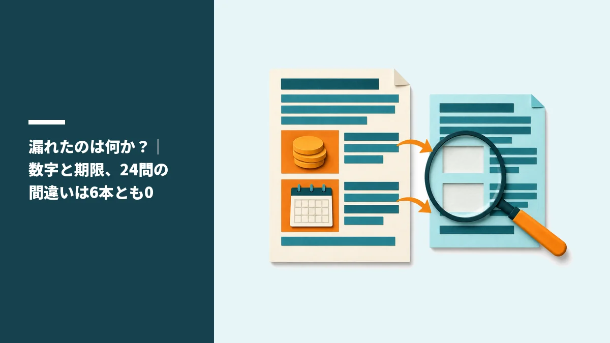 漏れたのは何か?|数字と期限、24問の間違いは6本とも0